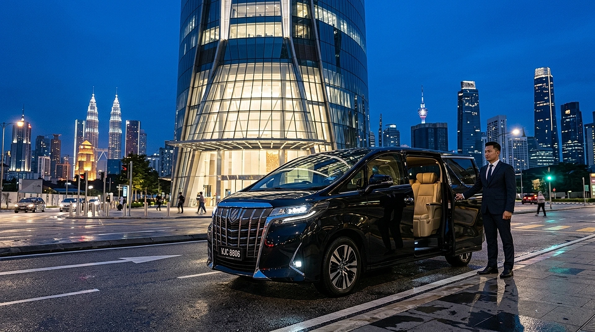 Corporate Chauffeur Mobility at Kuala Lumpur Financial CBD TRX 106 and Petronas Towers
