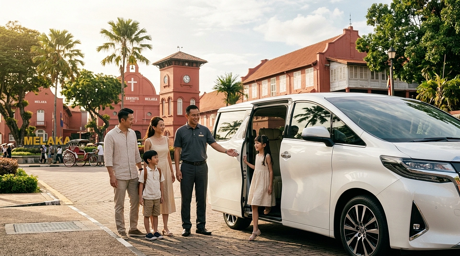 Luxury Bespoke Family Tour with White Alphard at Melaka Dutch Red Square Stadthuys
